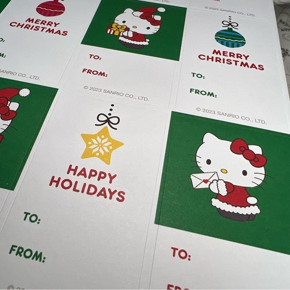 Sanrio Hello Kitty Christmas Sticker Sheet - Holiday Present Gift Tags -200 Tags - Picture 5 of 9